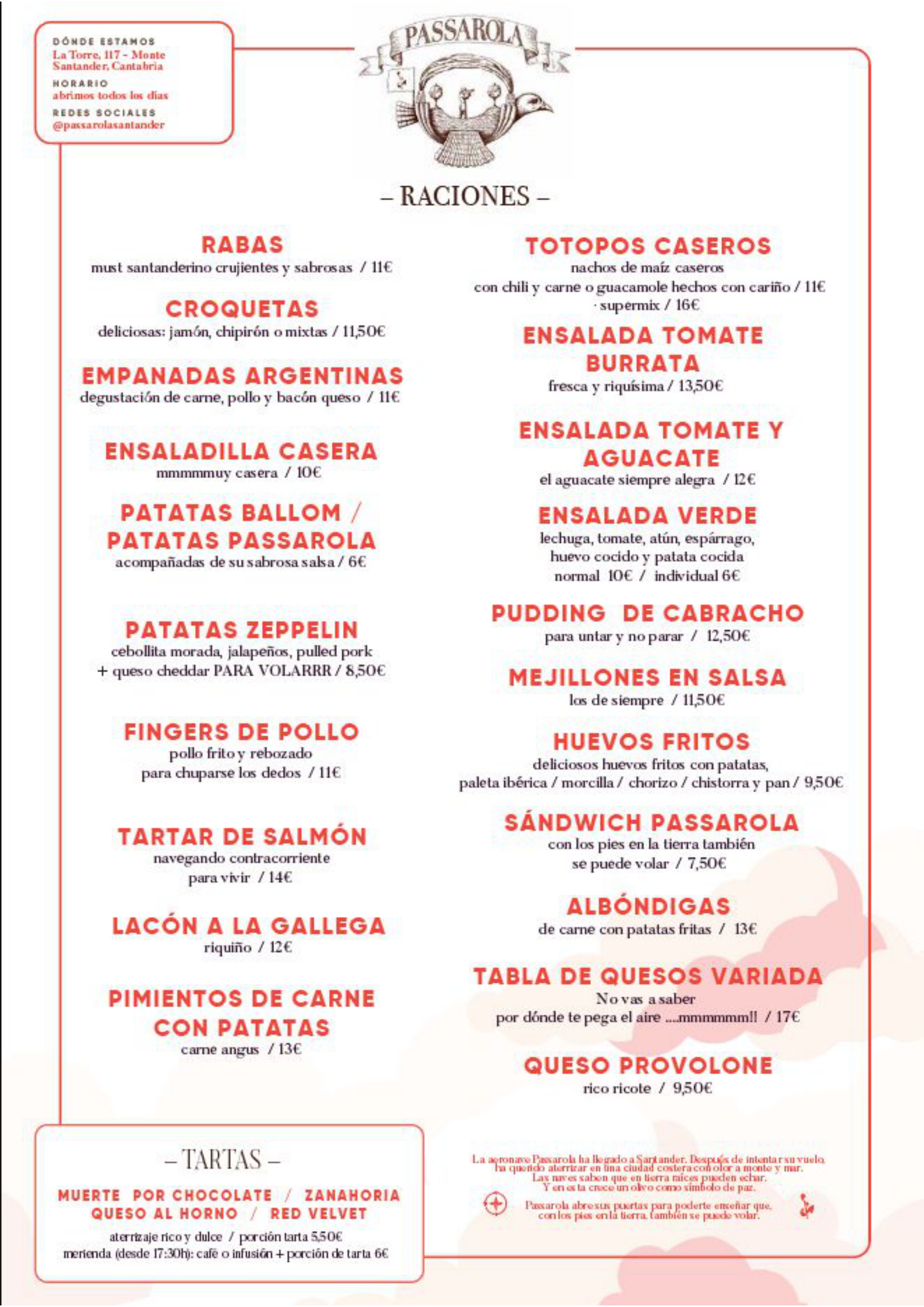 Carta de Raciones Passarola 2025